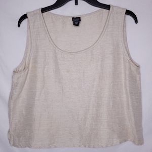 Eileen Fisher Tank Top Womens Large Beige Linen Cotton Casual